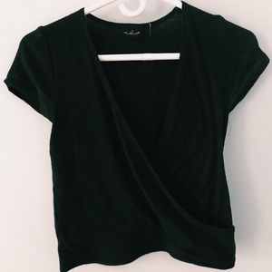 Urban Outfitters black short sleeve wrap top